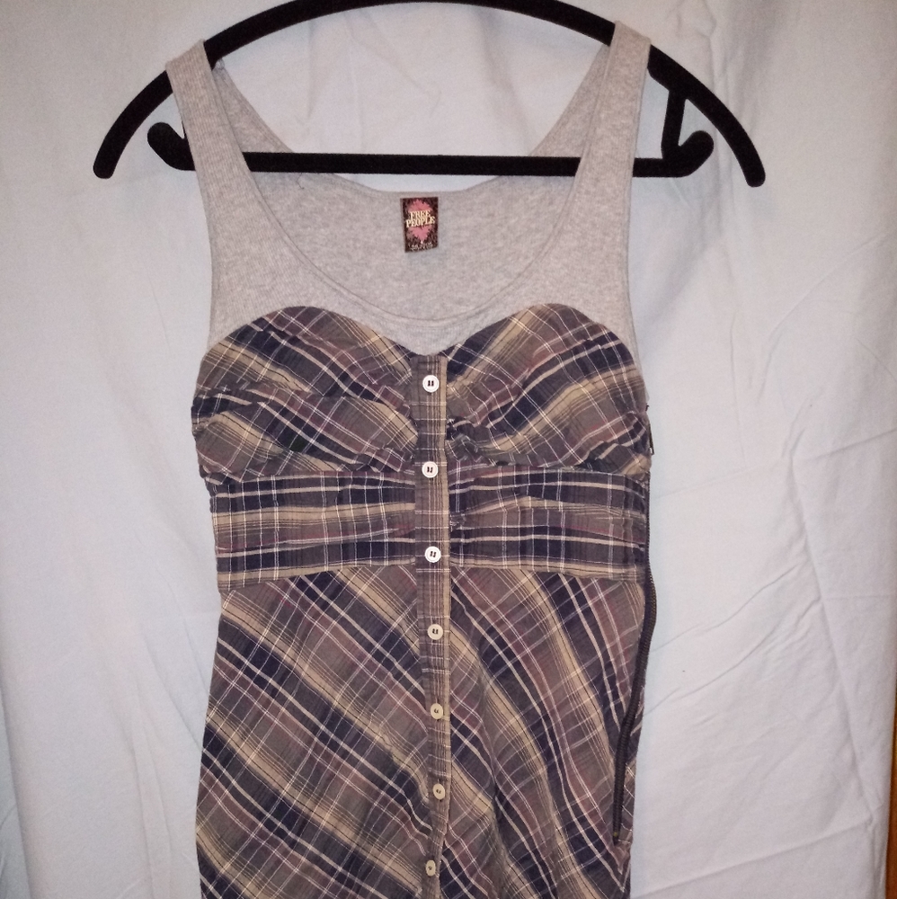 Free People Plaid Knit Top Dress